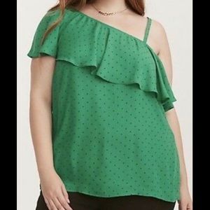 Torrid 4x georgette one shoulder top kelly green